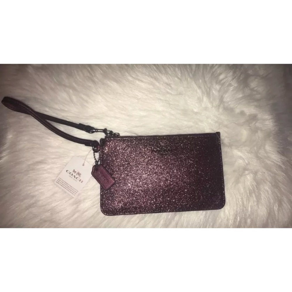 Authentic Coach Metallic Cherry Wristlet